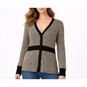 Byron Lars Beauty Mark Geometric Cotton Cardigan Jacket Y2k Size 6 Rare